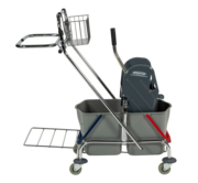 wózek do sprzatania dwuwiaderkowy z koszykiem i uchwytem SPRINTUS PRO