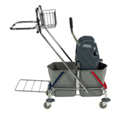 wózek do sprzatania dwuwiaderkowy z koszykiem i uchwytem SPRINTUS PRO - Wózki przemysłowe - Clean-24.pl