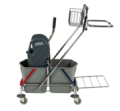 wózek do sprzatania dwuwiaderkowy z koszykiem i uchwytem SPRINTUS PRO - Wózki przemysłowe - Clean-24.pl